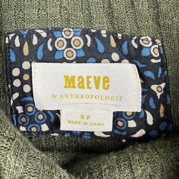 Maeve Anthropologie Winterscape Sweater Top Women S Olive Green Cowl Neck Peplum - Picture 6 of 12